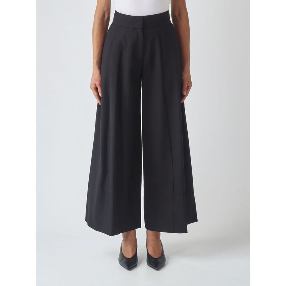 Meimeij Women Meimeij Pleated Wide Leg Cropped Wool Blend Trousers